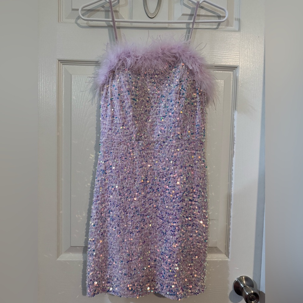 Crystal Doll Lavender Sequin Kids Dress